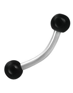 Banana Øjenbrynspiercing med Runde Sorte Kugler - 1.2 x 8 mm
