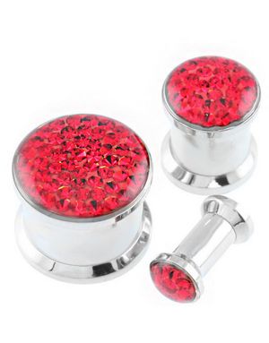 Piercing Plug Dekoreret med Røde Sten