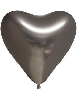 6 stk 30 cm - Glossy Grå Hjerteballonger