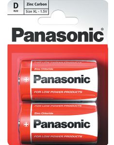 DATO PRODUKT - 2 stk. Panasonic D Zink Carbon Batterier