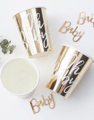 8 stk Gullfarget Pappkrus 266 ml - Oh Baby