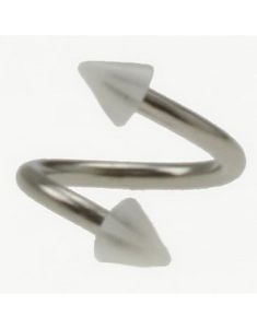Curve Øjenbrynspiercing med Hvid og Gennemsigtig Spikes - 1.2 x 8 mm