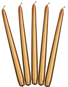 10 stk Guldfarvet Metallisk Kronelys 24 cm
