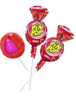 1 stk Pin Pop Kjærlighet på Pinne med Jordbærsmak og Tyggiskjerne