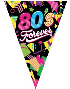 80s Forever - Banner med Vimpler 3 Meter