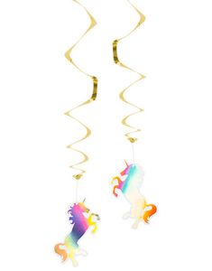 2 stk Hængende Dekorationer med Holografisk Guldmotiv - Unicorn Gold