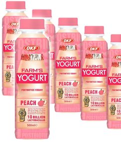 1794096000_620 stk OKF Farm's Yogurt Peach - Drikkeyoghurt med Ferskensmag - Hel Kasse 20x350 ml (Korea)