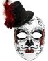 Day of the Dead Maske med Hatt og Fjær