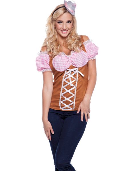 Oktoberfest Korsettop med Fastsyet Bluse