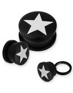 Stjerne - Sort Piercing Plug