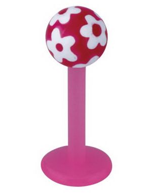 Labret m/Blomster - Lilla/Hvid - Strl 1,2x8x4mm