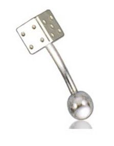 Silver Cube 1.2 x 8 mm med 5 mm Kugle Øjenbrynspiercing