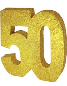 Guldfarvet Glitrende 50 År Borddekoration 20 cm