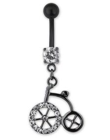Navlepiercing med Sort Cykel & Sten