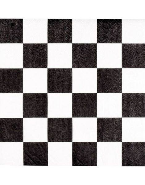 20 stk Rutete Svart og Hvit Racing Servietter 3-Lags 33x33 cm