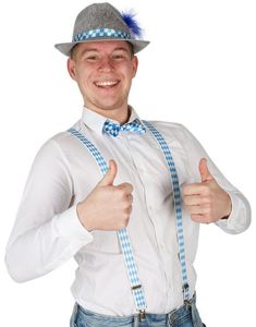 Grå Oktoberfest Tyrolerhatt med Fjær og Bånd