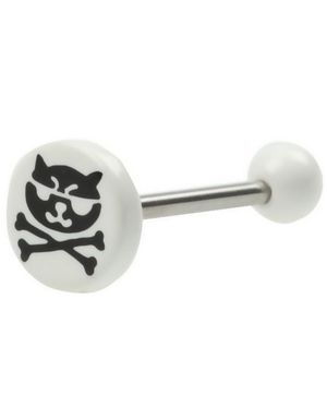 Ninja Kat Hvid - Tungepiercing