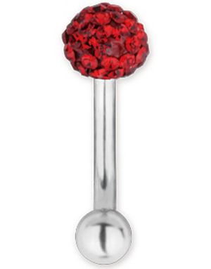 Glitter Ball Rød - 1.2 x 8 mm Øjenbrynspiercing