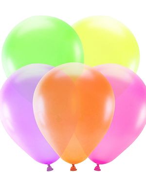 5 stk Neonfarvet Latex Balloner 25 cm
