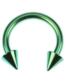 Rund Grøn Øjenbrynspiercing med Spike Kugler - 1,6 x 10 mm