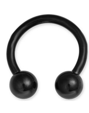 Rund Sort Øjenbrynspiercing med Runde Kugler - 1,2 x 8 mm 