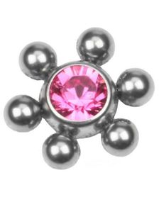 Blomst Stålkugle med Rosa Sten