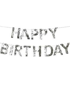 Sølv Happy Birthday Banner 2,2 Meter