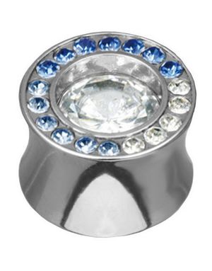 Shade Blue Circle - Piercing Plug med Hvide og Blå Sten