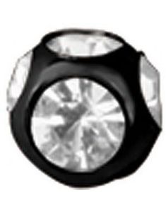 Diamant Rumskib Sort/Krystal - 5 mm Stålkugle til 1,6 mm stang
