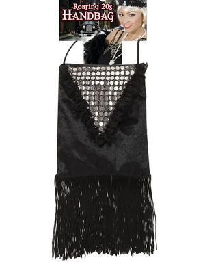 Sort Flapper Kostumetaske med Pailletter og Frynser