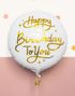 Happy Birthday to You - Rund Hvit Folieballong med Gullskrift 35 cm