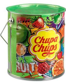 150 stk Chupa Chups Blik Box Fruit Lollies