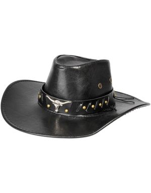 Sort Cowboyhat med Okse Emblem