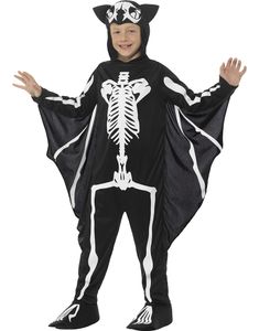 Flagermuskostume til Børn med Skeletprint