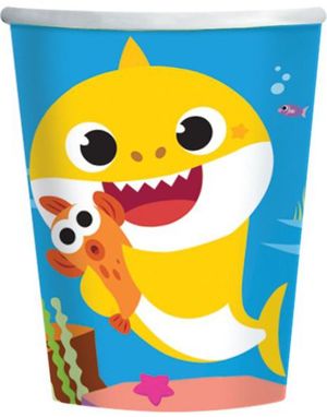 8 stk Pappkrus 250 ml - Baby Shark
