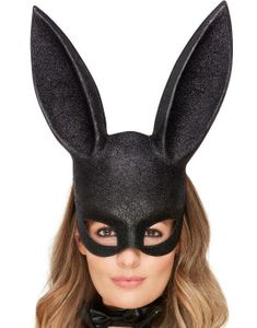 Sæt med Sort Kaninmaske med Glitter og Choker