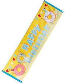 Happy Birthday Banner 50x180 cm - Donut Party
