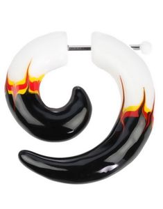 Flaming Fake Piercing - Hvid/Sort