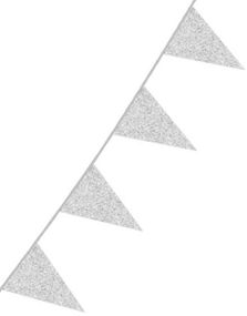 Sølvfarget Glitter Banner med Vimpel Flagg 6 meter