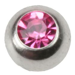 Blank Stålkugle Med Rosa Sten