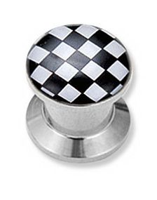 Skakmønstret Piercing Plug I Hvid Og Sort