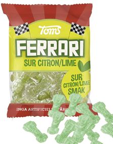 Toms Ferrari Sur Citron/Lime - Bilformede Vingummibiter med Sur Sitron og Limesmak 120 gram