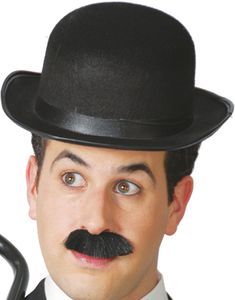 Sort Charlie Chaplin inspireret Bowlerhat med Satinbånd