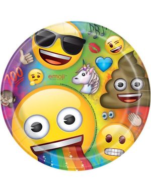 8 stk Papptallerkener 22 cm - Emoji
