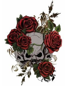 Flowered Skulls (Fake Tattoo)
