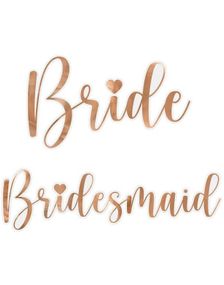 "Bride" og "Bridesmaid" Klistremerker i Rosegull