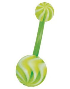 Candy Look Grøn og Hvid Navlepiercing
