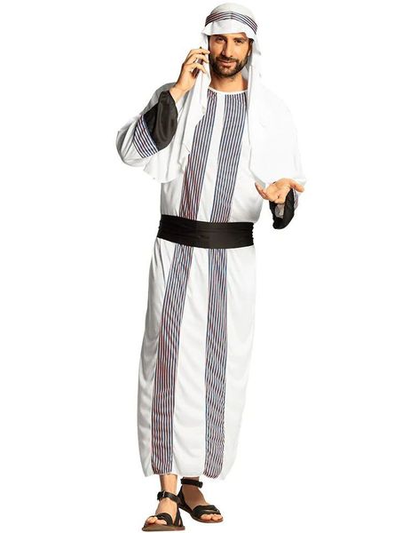 Hvidt Sheik Kostume med Striber
