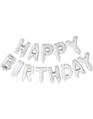 Happy Birthday - Sølvfarget Folieballonger 41 cm
