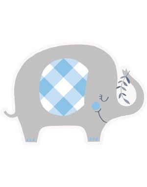 8 stk Baby Blue Elephant Invitasjoner m/ Konvolutter